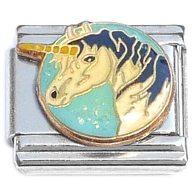 Unicorn Light Blue Glitter Italian Charm