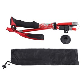 Hiking Pole Aluminium Alloy Telescopic Collapsible Multifunctional Outdoor Walking Stick for Men Women Bright Red