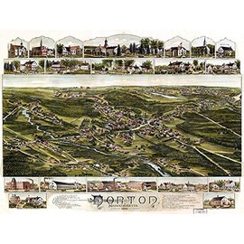 Norton, Massachusetts - 1891 - Aerial Bird's Eye View Map Poster