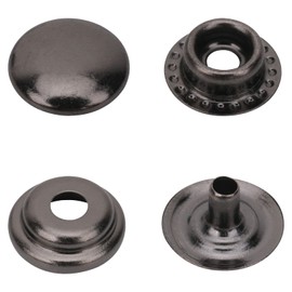 Trimming Shop 15mm Press Studs Snap Fasteners Heavy Duty No-Sew Metal Buttons Four Part Snap Buttons for DIY Leathercrafts Jacket Handbag Belts, Gunmetal, 10pcs