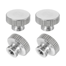 sourcing map Knurled Thumb Nuts, 4Pcs M3 x D11mm x H7mm Stainless Steel Round Knobs Fasteners Blind Hole Hand Screw Nut Silver for 3D Printer Parts, Machine Tools