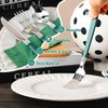 N9R 90pcs Silver and Green Disposable Silverware Set, Elegant Plastic