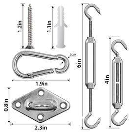 AUMAYCO Awning Attachment Set 80Pcs, Heavy Duty Sun Shade Sail Stainless Steel Hardware Kit for Garden Yard Triangle and Square, Rectangle, Sun Shade Sail Fixing Accessories