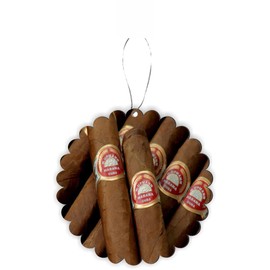 Sam Sandor - Cuban Cigars Havana Cigar - Round Scallop Ornament -Rearview Mirror Hanging Accessory, Car Decor Interior Accessories - Christmas Ornament