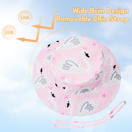 Baby Boy and Girl Sun Hat with UPF 50+ Summer Protection Stylish Bucket Hat for Kids Toddler Baby Hats Perfect for Beach Days Pink Swan 6-12 Months