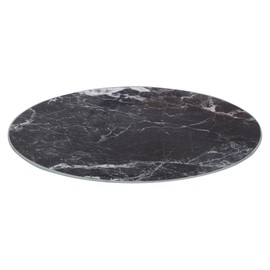 Harbour Housewares Round Glass Chopping Board - 30cm - Black Marble - 1x Tempered Heat-Resistant Home Kitchen Worktop Saver Hob Cooker Stove Top Surface Protector Cover Cutting Boards