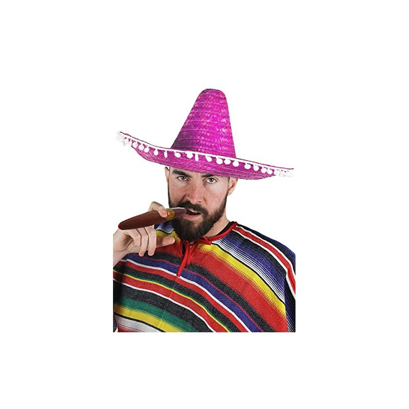 IDEALGIFTSHOP 1X PINK MEXICAN SOMBRERO HATS PLUS 1X MOUSTACHE PLUS