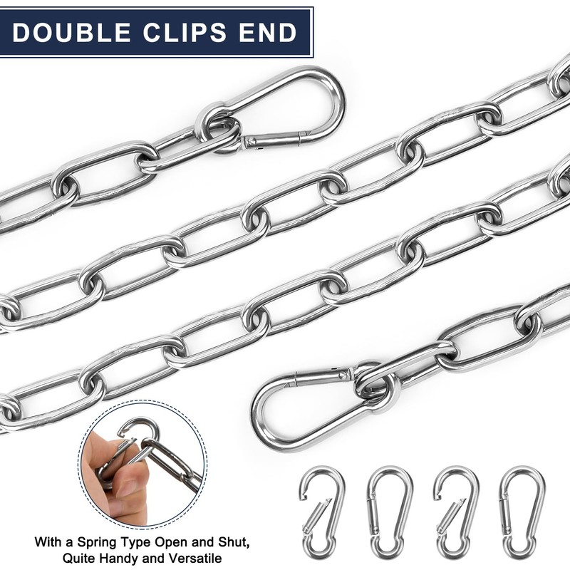 2 Pack Outdoor Fence Gate Chains, 5/32 x 36 Inch