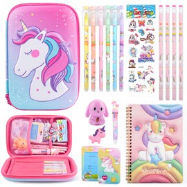 Coosilion Pencil Case for Girls, Cute Unicorn 3D EVA Large Capacity Pink Pencil Pouch for Kids, Kawaii Stationery Set School Supplies Pencil Box for Kids, Birthday Easter Gifts for Girls