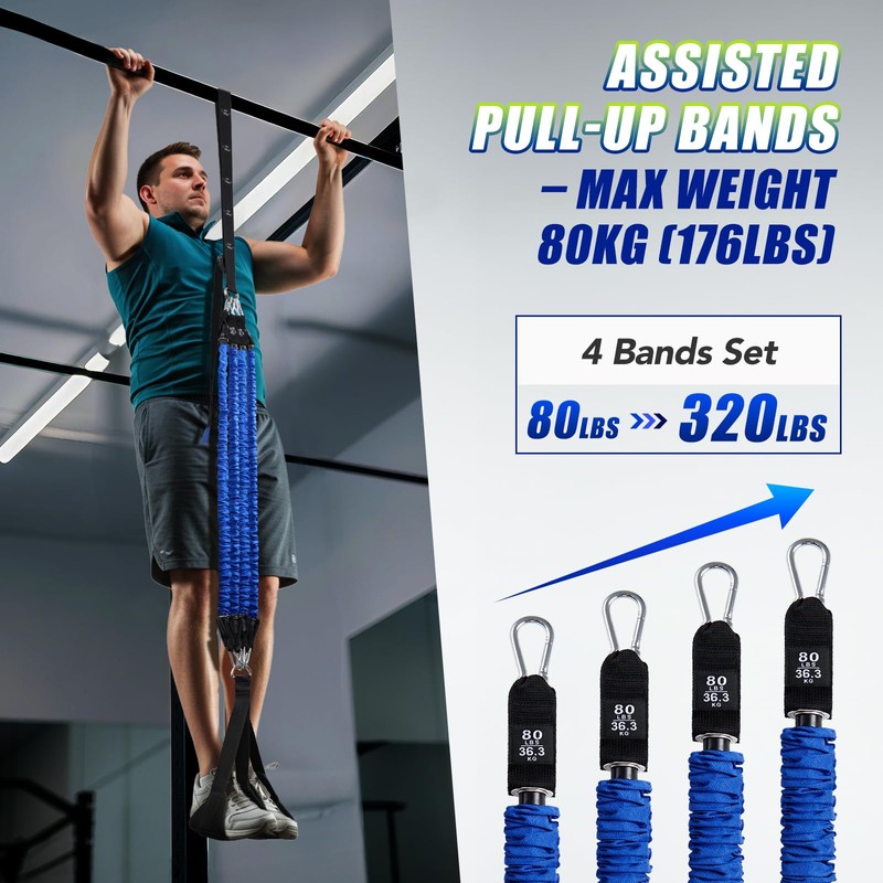 ALongSong Pull Up Assistance Bands with Foot Support Pedal -
