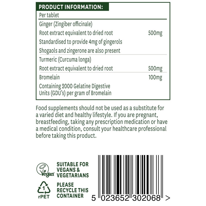 Natures Aid Ginger, Turmeric & Bromelain 60 Tabs (Pack of