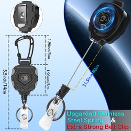 JNOMOW Heavy Duty Retractable Keychain and Badge Holder Set (2-Pack Keychain and Card Holder Set)