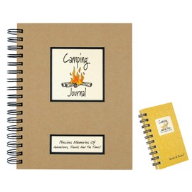 2 Camping Journal Set | Use as Campers Vacation Planner, RV Travel Diary, Road Trip Log Book | 1 Full size (200 Pages) and 1 Mini (120 Pages) Spiral Journals with Prompts