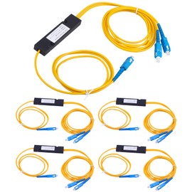 Duogalia 5-Pack SC/UPC Fiber Optical FBT Splitter 1x2(1 in 2 Out) Singlemode 1310/1550nm for Network Signal Distribution