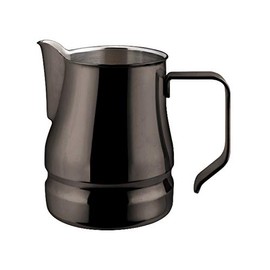 ILSA Evolution Milk Jug for Cappuccino and Milk Art, 18/10 Stainless Steel, Black, 3 Cups, Capacity 35 cl