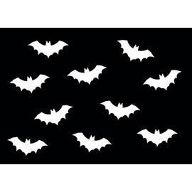 Miniblings 10X Patch Hotfix Iron On Motif 35mm Velvety Flock Film Vampire Bat, Color:white