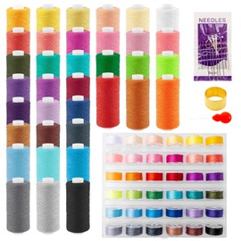 72Pcs Bobbins Sewing Threads Kit, 36 Colors Prewound Bobbins and 36 Colors Polyester Thread Spools for Hand & Machine Sewing, Popular Colors Sewing Supplies Ideal for Emergency, Travel, DIY and Home