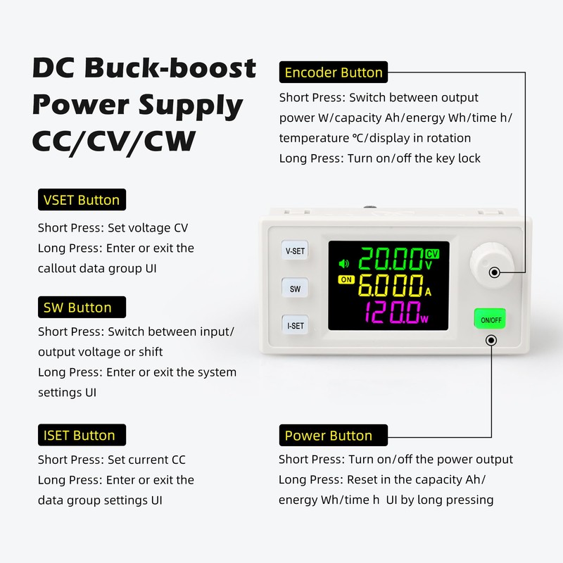 SK-120X Power Converter Color Display Adjustable 120W DC DC Buck