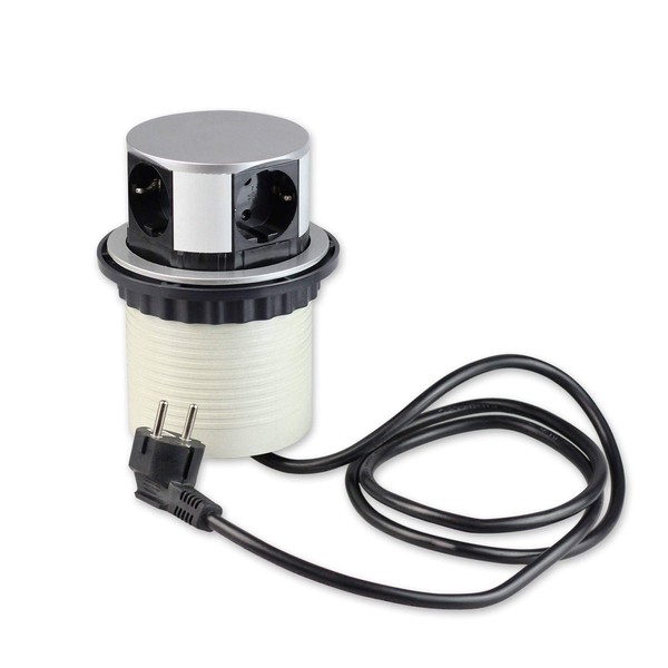 Retractable socket for kitchen and office - round recessed socket,