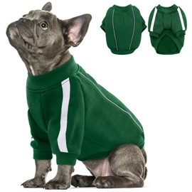 Queenmore Large Christmas Dog Sweater, Cozy Fleece Dog Sweatshirt, Warm Winter Fleece Jacket for Small, Medium & Large Dogs with Leash Hole/Reflective Stripes Green