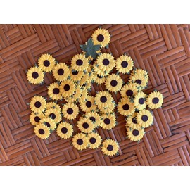 Sunflowers Mulberry Paper 1.25 x 1.25 inches Yellow Paper Flowers with Brown Centre 50 Pcs - Best for Scrapbooking and Creative Craft Projects Mulberry Paper Flowers