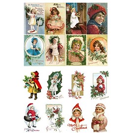 Decoupage Paper Pack (20 Sheets 10x15cm) Vintage Christmas Your Girls FLONZ Vintage Ephemera