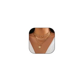 Necklaces for Women Trendy Charm Necklace for Women Trendy Gold Paperclip Chain Necklace Chunky Layered Pearl Coin Pendant Necklaces Boho Jewelry Summer Outfits Women Trendy 2024