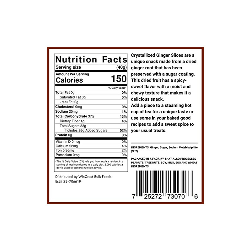 Crystallized Ginger Slices - 2 Lb Tub (Pack of 2)