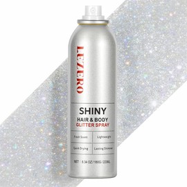 Glitter Spray for Hair Face Body Clothes, Holographic Glitter Hairspray Long Lasting Quick Dry Shimmer Makeup for Mardi Gras Festival Rave Accessories, 6.34oz (Rainbow Silver)