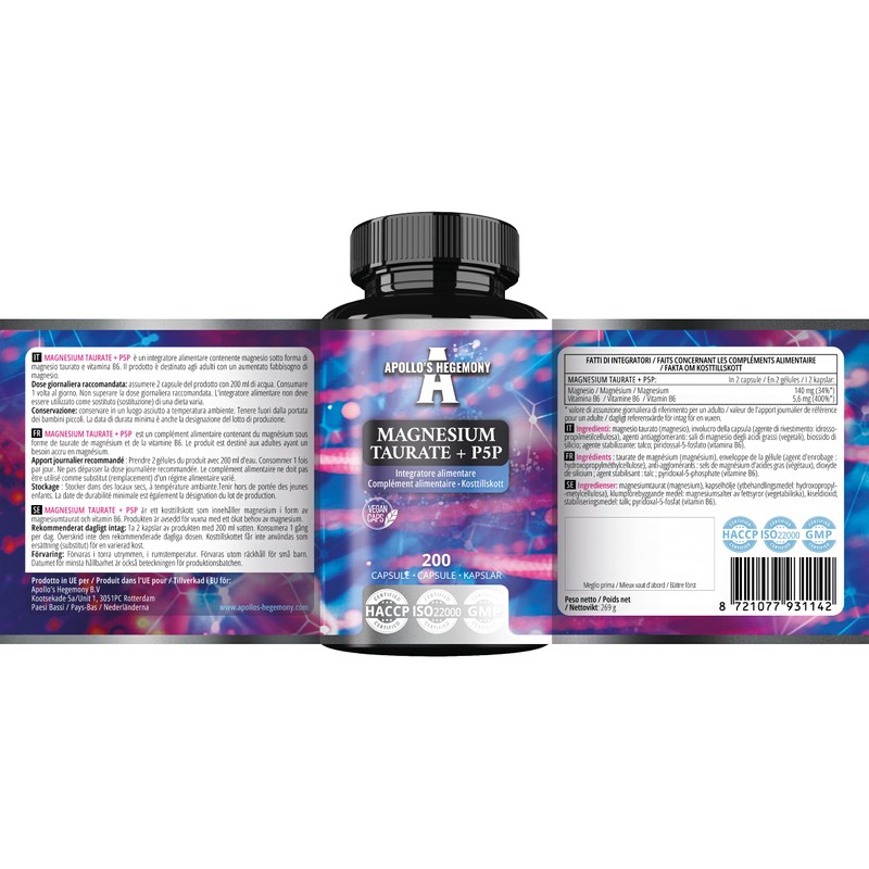 Magnesium Taurate + P-5-P 140 mg per portion - 200