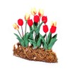 Dolls House Yellow and Red Tulips Flowers in Ground Grass