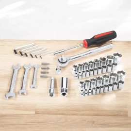 PITTSBURGH 53-Piece Mechanics Tool Set Kit Metric & SAE Wrenches Socket Ratchet With Case