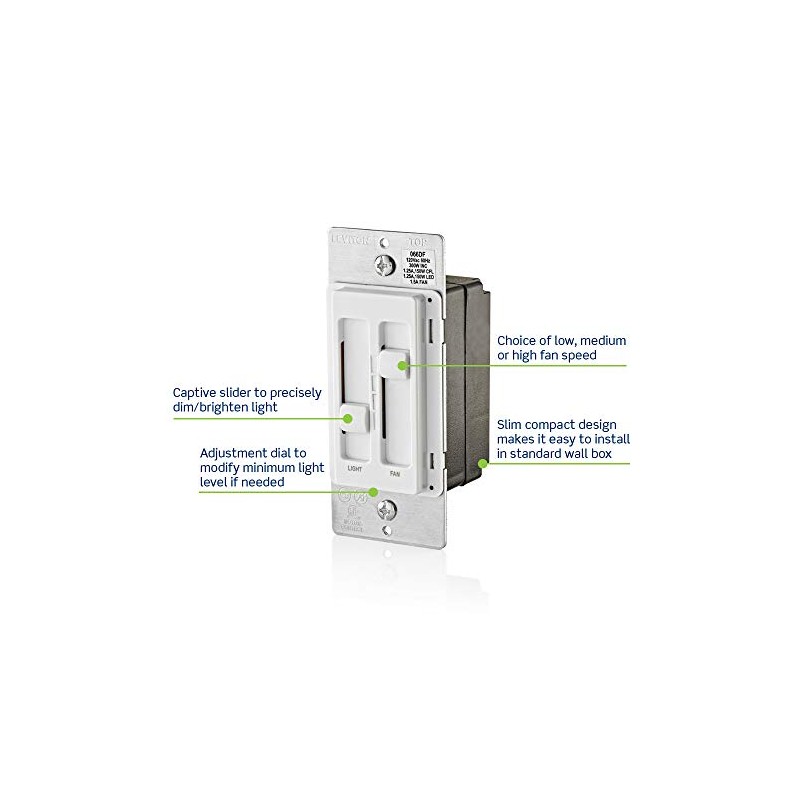 Leviton SureSlide Ceiling Fan Control and Dimmer Switch for LED,