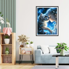 QQYRHN 5D Fairy Kitten Diamond Painting Kit for Adults Beginners Cat Diamond Art Kits Complete DIY Dreamland Diamond Embroidery Set Perfect for Relaxation and Decoration 30 x 40 cm