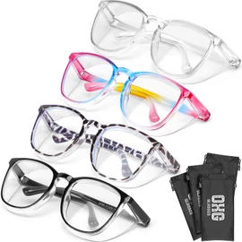 OXG 4 Pack Safety Glasses Anti Fog Goggles, Protective Eyewear Blue Light Blocking Stylish Safety Glasses for Women Nurses Men