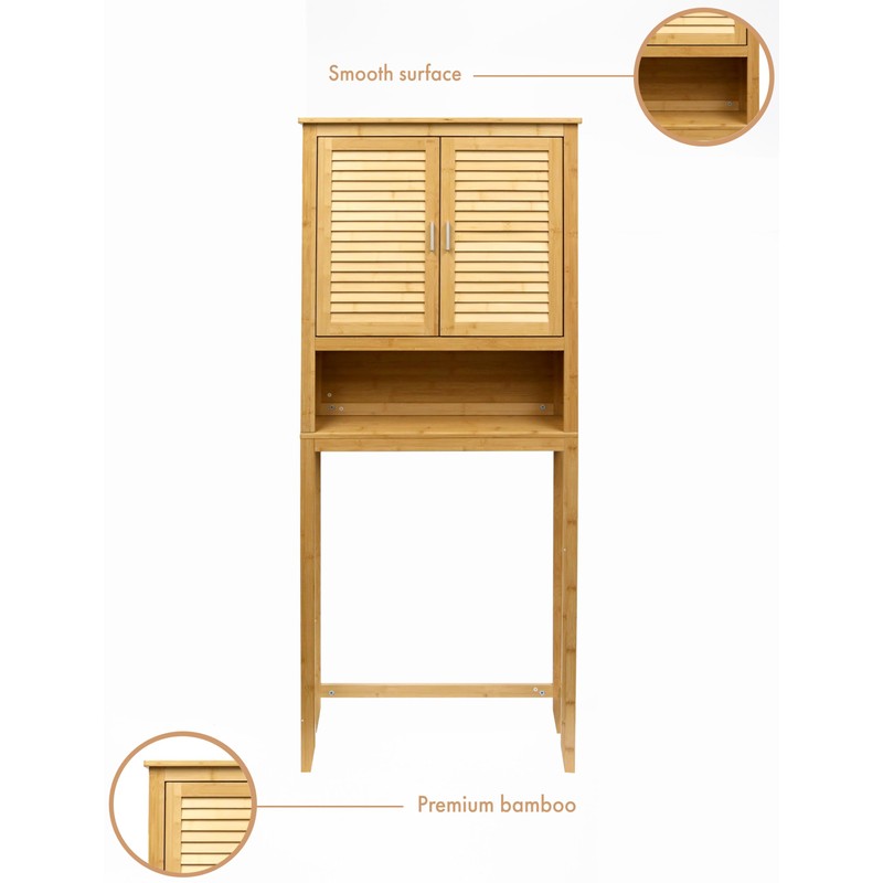 RoyalHouse Bamboo Over The Toilet Storage Cabinet with Bottom Shelf,