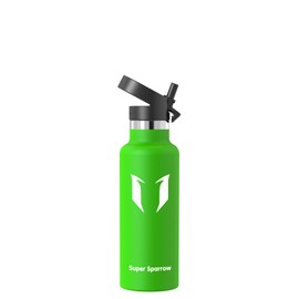 Super Sparrow Water Bottle Insulated - 17 Oz - Standard Mouth FlipFlow Flask - BPA Free, Leak Proof Drink Bottle- Ergonomic Straw Water Bottle for Work, Gym, Travel, Sports, Outdoor