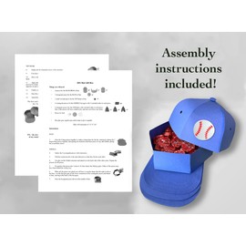 Hat Gift Box DIY Craft Kit, Baseball Treat Box Cardstock Pieces for Father's Day, Blue White and Red, 6”x7.5”x4”, 2-Count