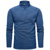 Gopune Men's Quarter-Zip Fleece Jacket Knitted Pullover Sweater Grey Blue,S