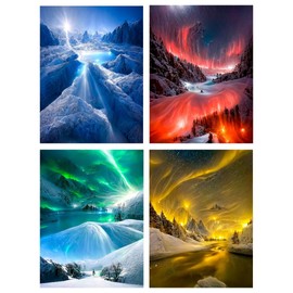 MytaYt Pack of 4 Diamond Painting Adults Four Seasons Aurora Diamond Painting Pictures Children Adults Diamonds Painting for Decorations 30 x 40 cm
