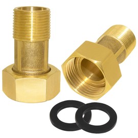 Joywayus Brass Water Meter Pipe Fitting Hex Nipple 3/4” NPS Male x 1” NPS Female Threaded 61mm Length Connector Water Meter With Seal Washer (Pack of 2)