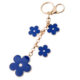 Giftale Women's Flower Bag Charms Enameled Keychain Purse Accessories, (Blue)