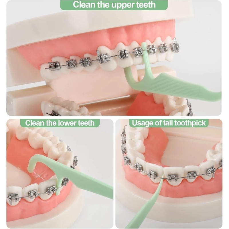 Lakeyface 150 Count Orthodontic Flossers for Braces with Floss Dispenser,