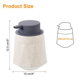 sourcing map Foaming Soap Dispenser 400ml/13.5oz Beige Ceramic Foaming Soap Pump for Bathroom