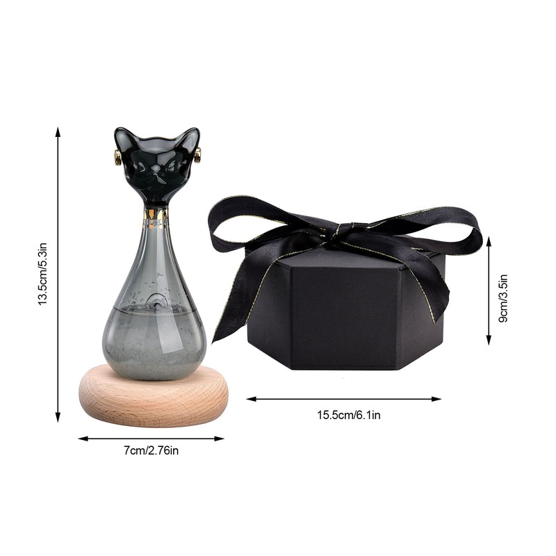 Weather Predictor Cat Bottle Black Ergonomic Rugged Glass Weather Predictor