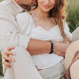 VNOX Men's Leather Bracelet, Black, Gift for Him, Boyfriend, Men, Engraved Bracelets, Braided Genuine Leather Bracelet, Fashion Jewellery for Dad, Son, I Love You, Jewellery Gift