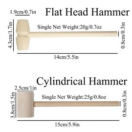 Small Wooden Hammer, Mallet Mashing Hammering Made of Wood, Mini Crab Striking Hammer Mallet, Leather Craft DIY Tool (Pack of 10 - Flat)