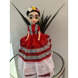 Frida Kahlo Doll Muñeca de Frida Kahlo Artesanal13"H mexican doll
