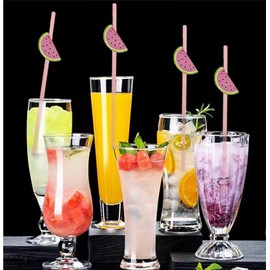 HQKJGSYX 10 PCS Anti Wrinkle Straws Disposable Watermelon Paper Drinking Straws for Party Supplies Birthday Wedding Bridal Shower Christmas Decorations and Holiday Celebrations