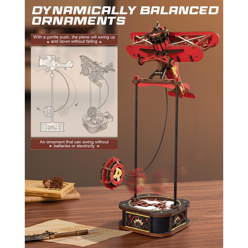 ROKR 3D Wooden Puzzles for Adults,Gravity Swing Model kit, 163Piece